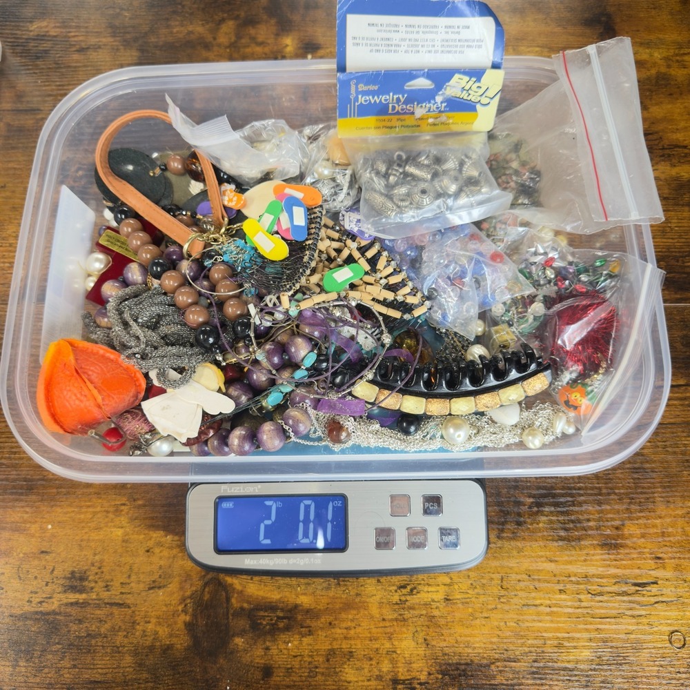 Craft Jewelry Lot 2.0 lbs Mixed Beads Parts Pendants DIY Upcycle Repair Supplies